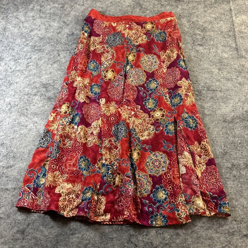 Vintage Metroline Skirt Women's Large Red Multi Paisley Floral Cottagecore Boho